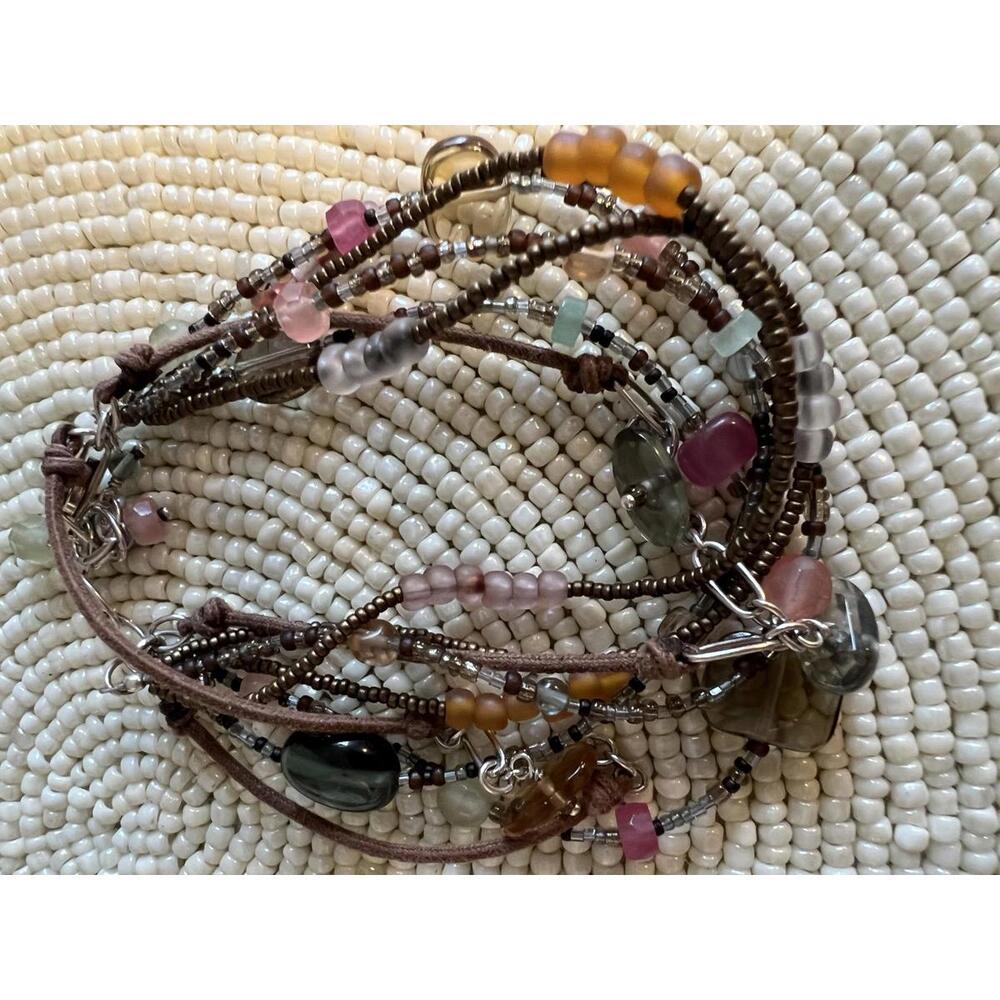Necklace and Bracelet, S/S, Brass, Quartzite, Kyanite, Apatite & Seed Bead, - Picture 3 of 9